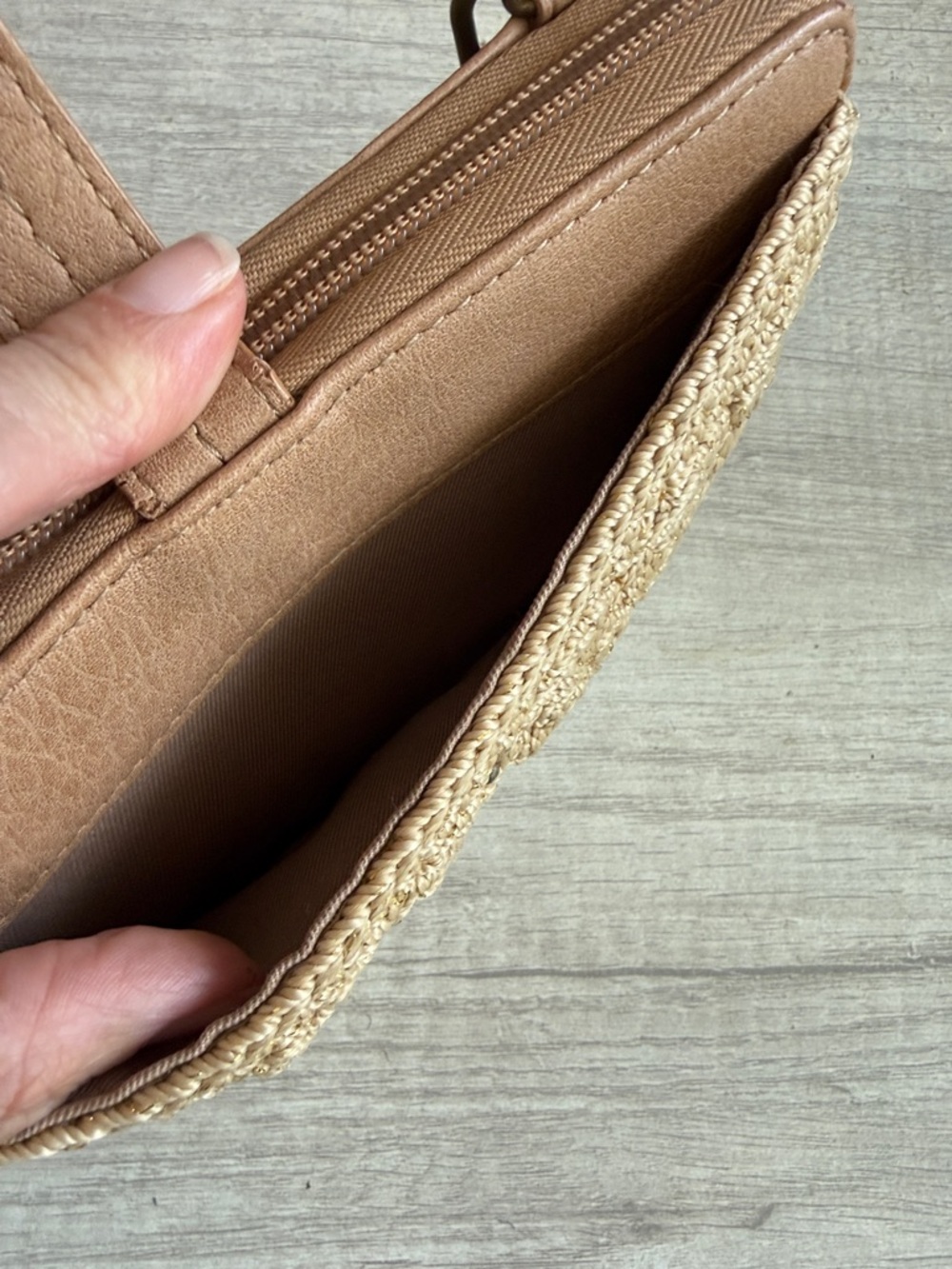 The Sak Iris Tan Crochet Smartphone Crossbody Wallet Wristlet - Picture 5 of 8